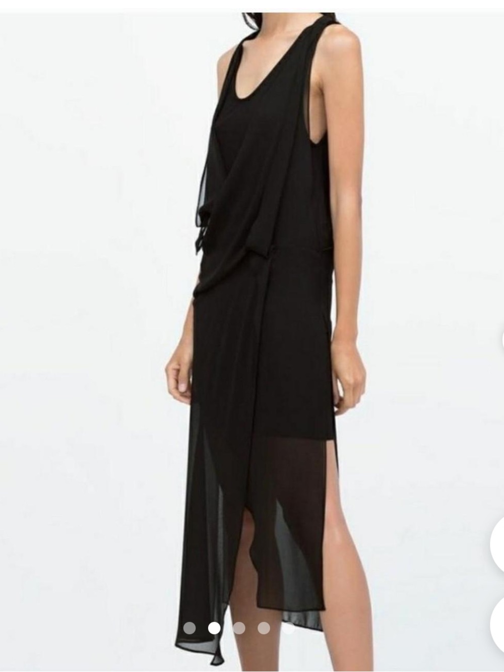 Zara Black Sheer-Layer Midi Dress